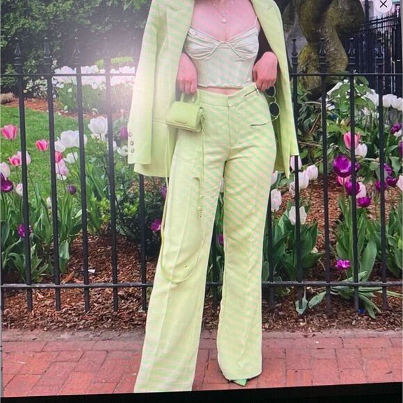 Pants - Women's  Zara lime green wide leg trouser pants, size S office/work wear elegant